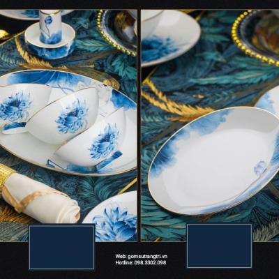 BỘ BÀN ĂN 10 NGƯỜI – HOA SEN CAO CẤP